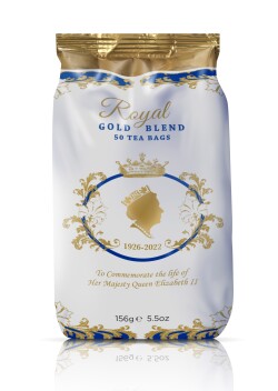エリザベス２世女王 追悼デザイン紅茶 「Royal Gold Blend」 50包100杯分(茶葉150g)